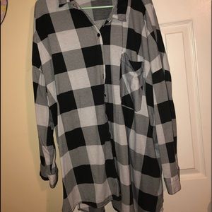 Black & white buffalo check button down top